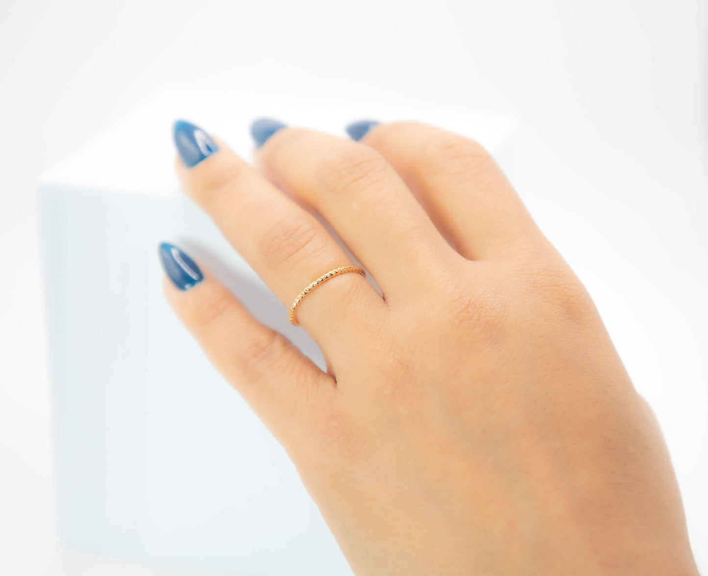 Solid Yellow Gold Adjustable Small Ball Ring