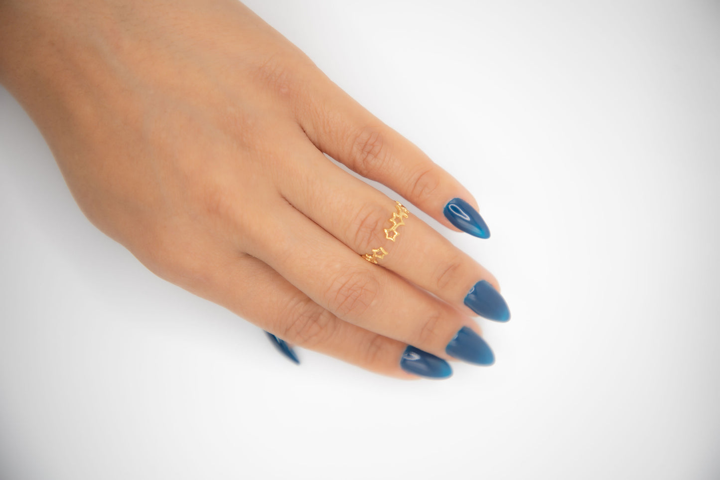 Solid Yellow Gold  Adjustable Star Ring