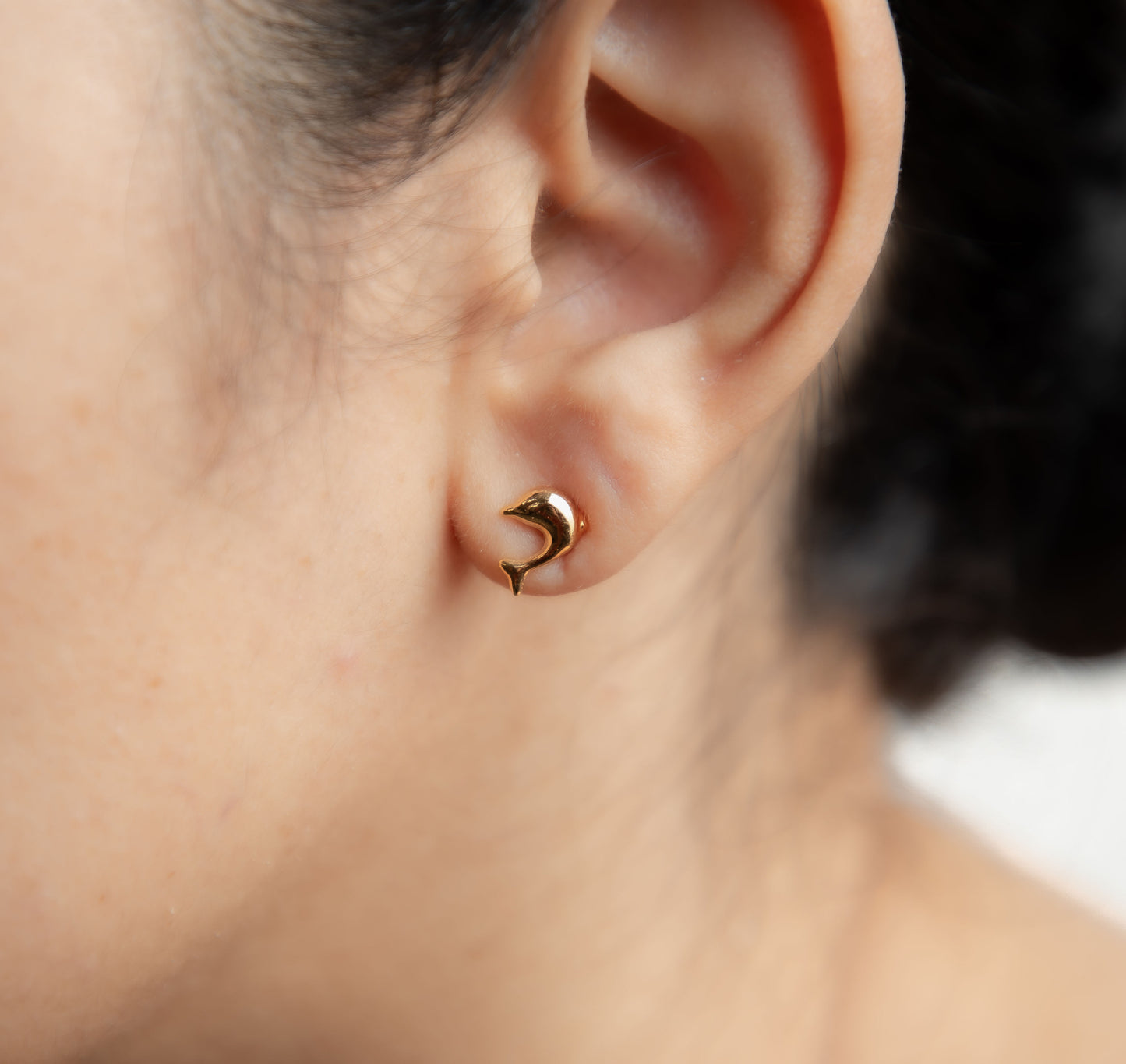 Small Solid Gold Dolphin Earrings