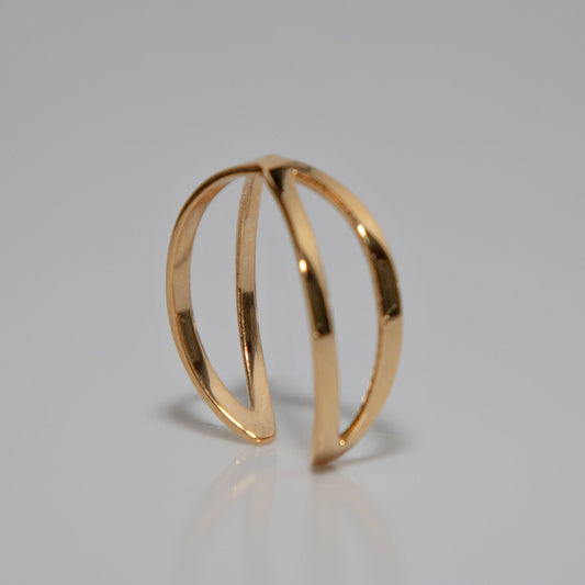 Solid Yellow Gold Adjustable Criss-Cross ring