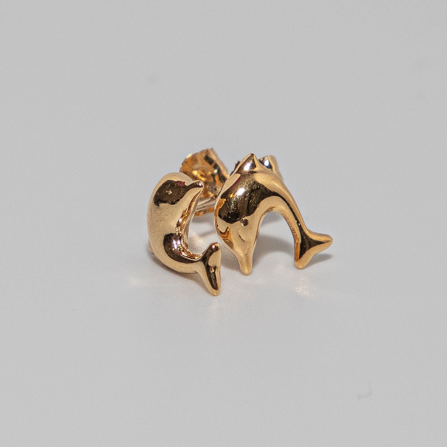 Small Solid Gold Dolphin Earrings