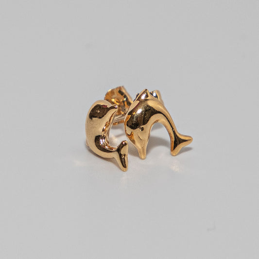 Small Solid Gold Dolphin Earrings