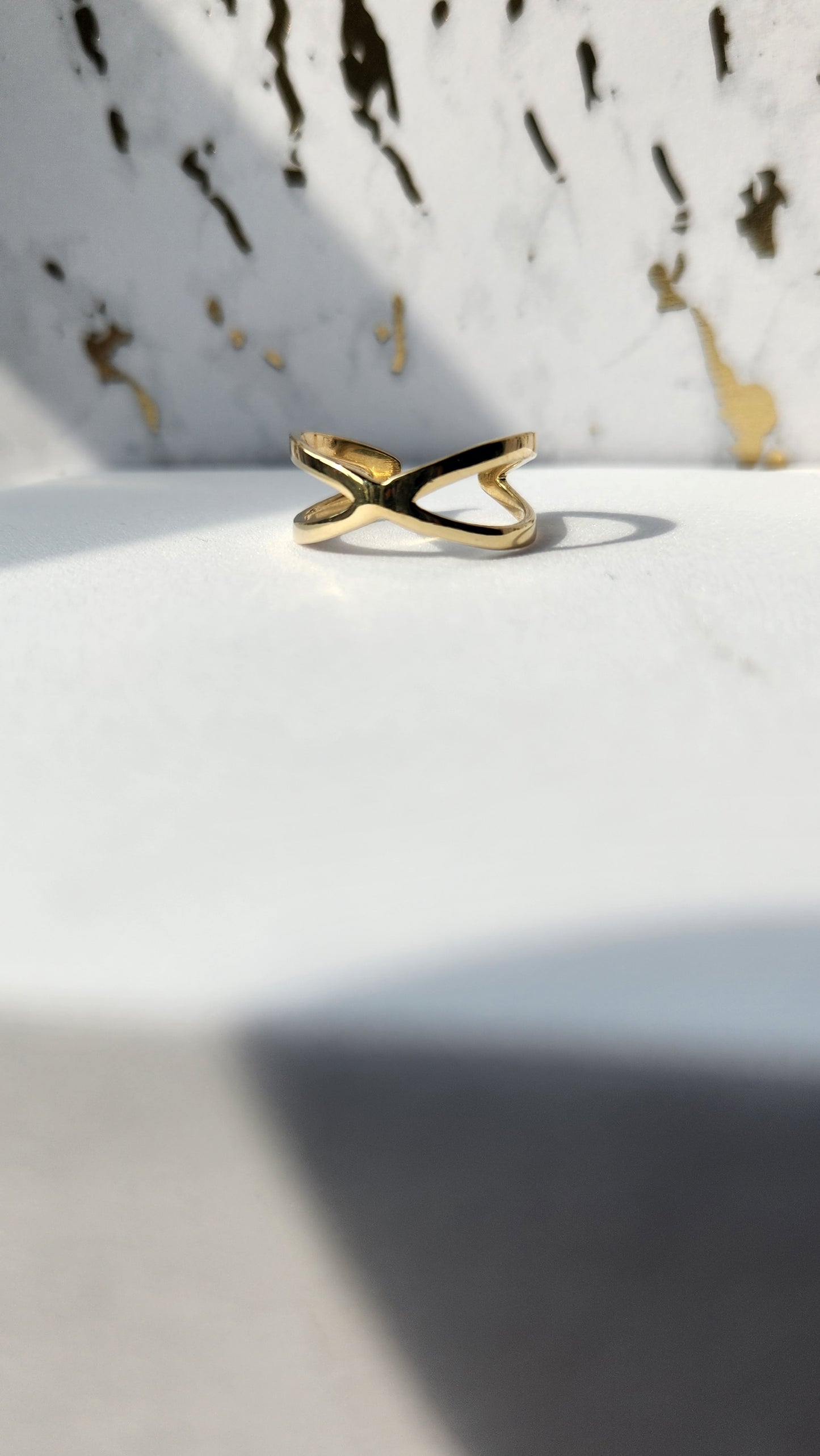 Solid Yellow Gold Adjustable Criss-Cross ring