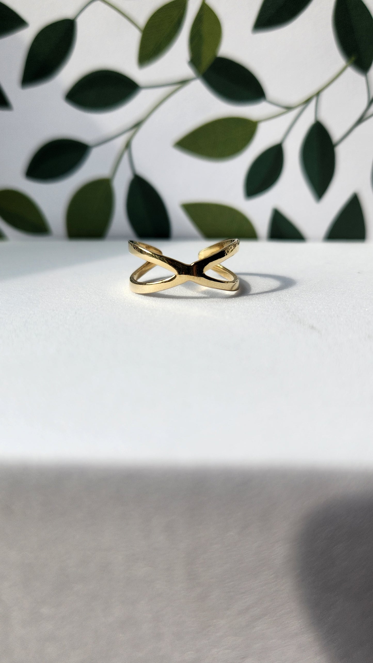 Solid Yellow Gold Adjustable Criss-Cross ring