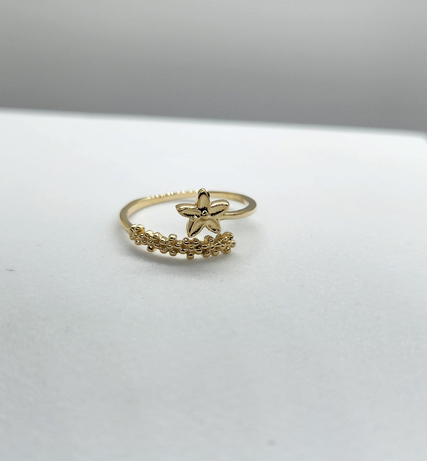 Solid Yellow Gold Adjustable Star Ending Ring