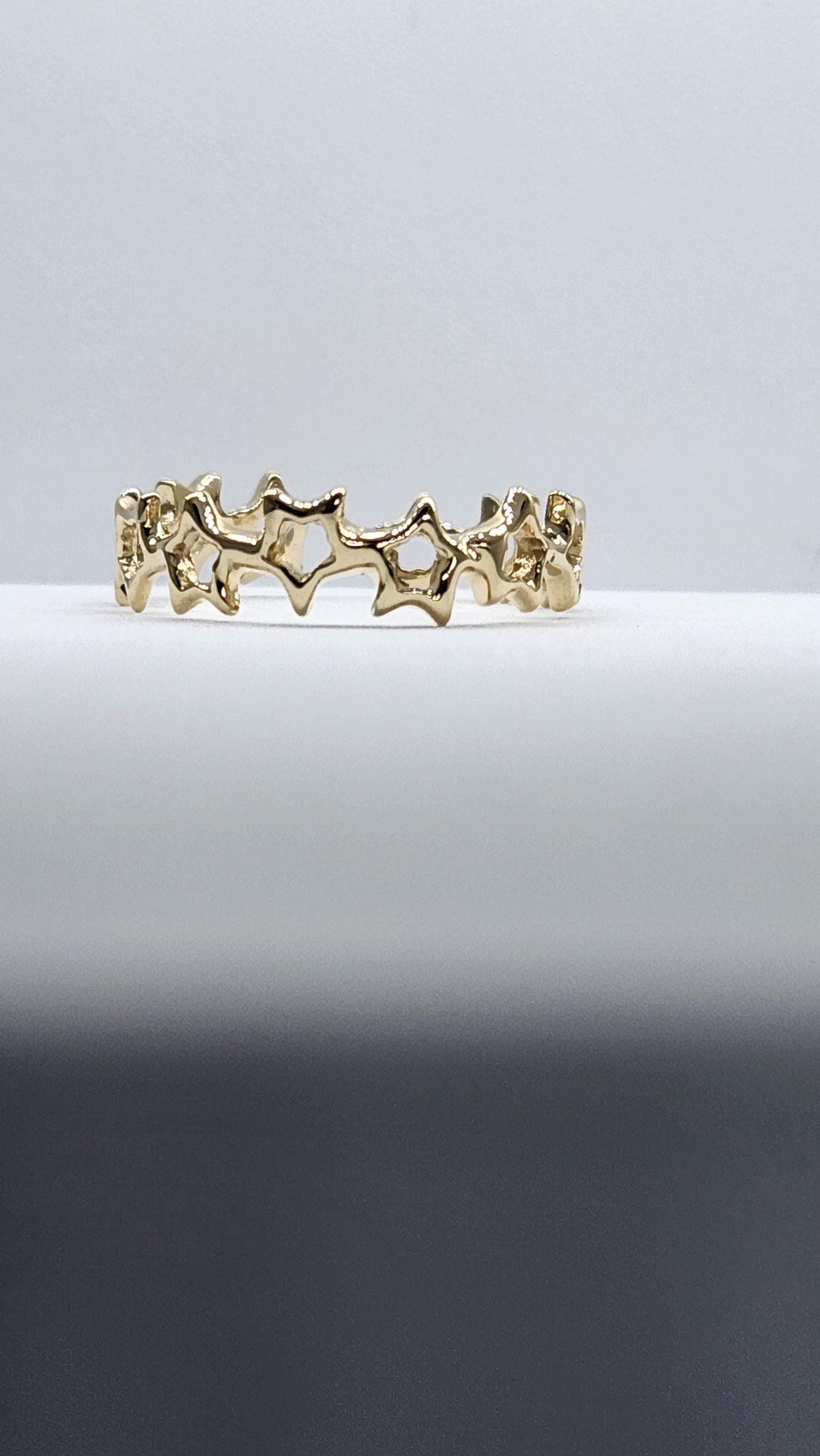 Solid Yellow Gold  Adjustable Star Ring