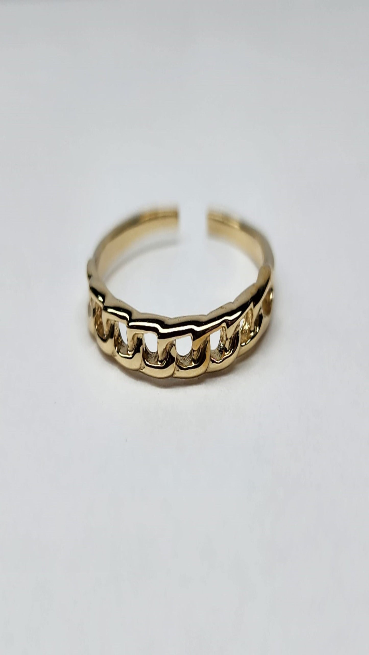 Solid Yellow Gold Adjustable Cuban Link Ring