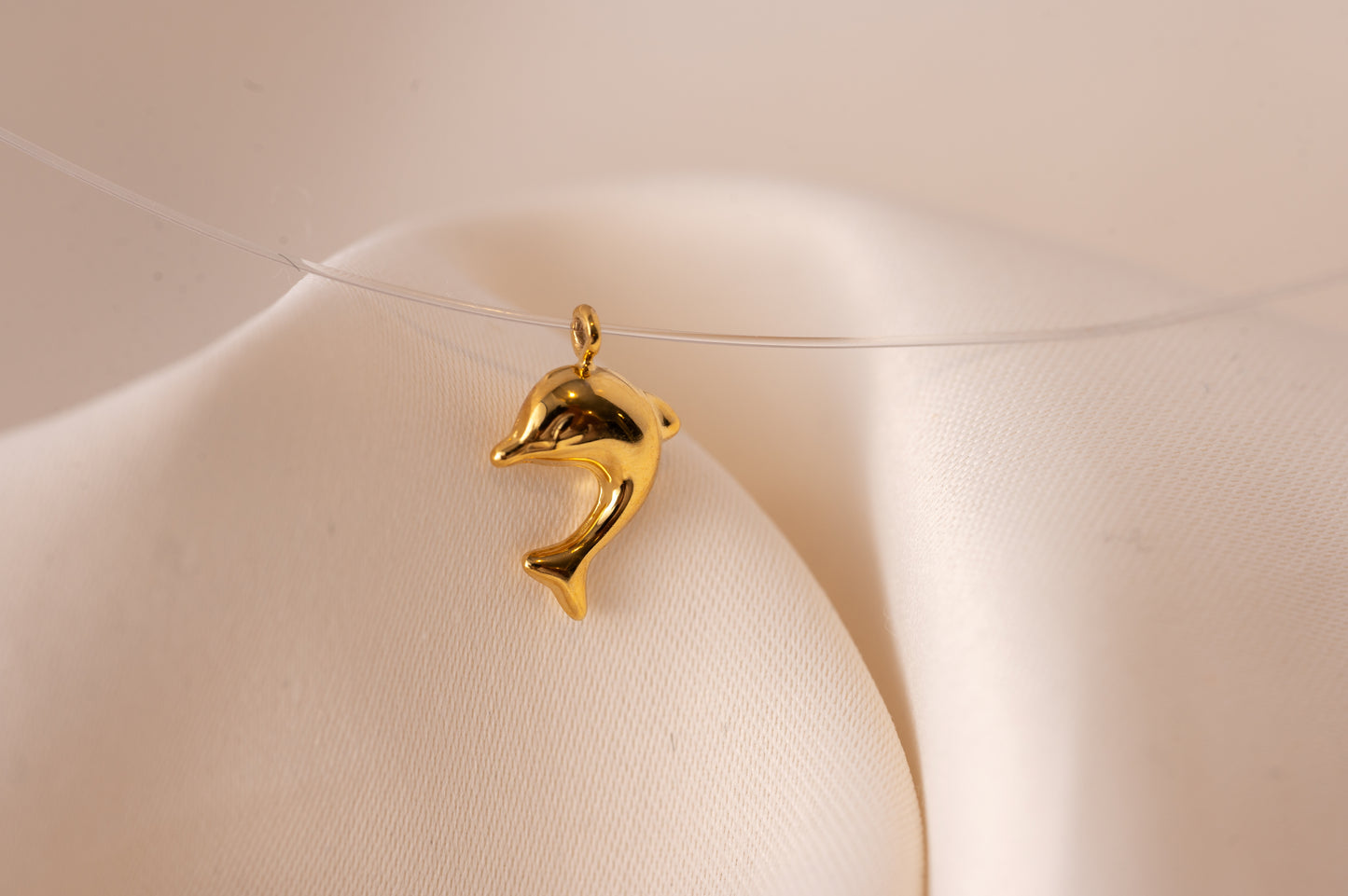 Gold Dolphin Pendant Fish Wire Necklace