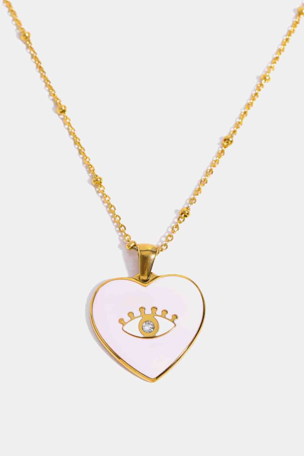 Heart & Eye Shape 18K Gold Plated Pendant Necklace