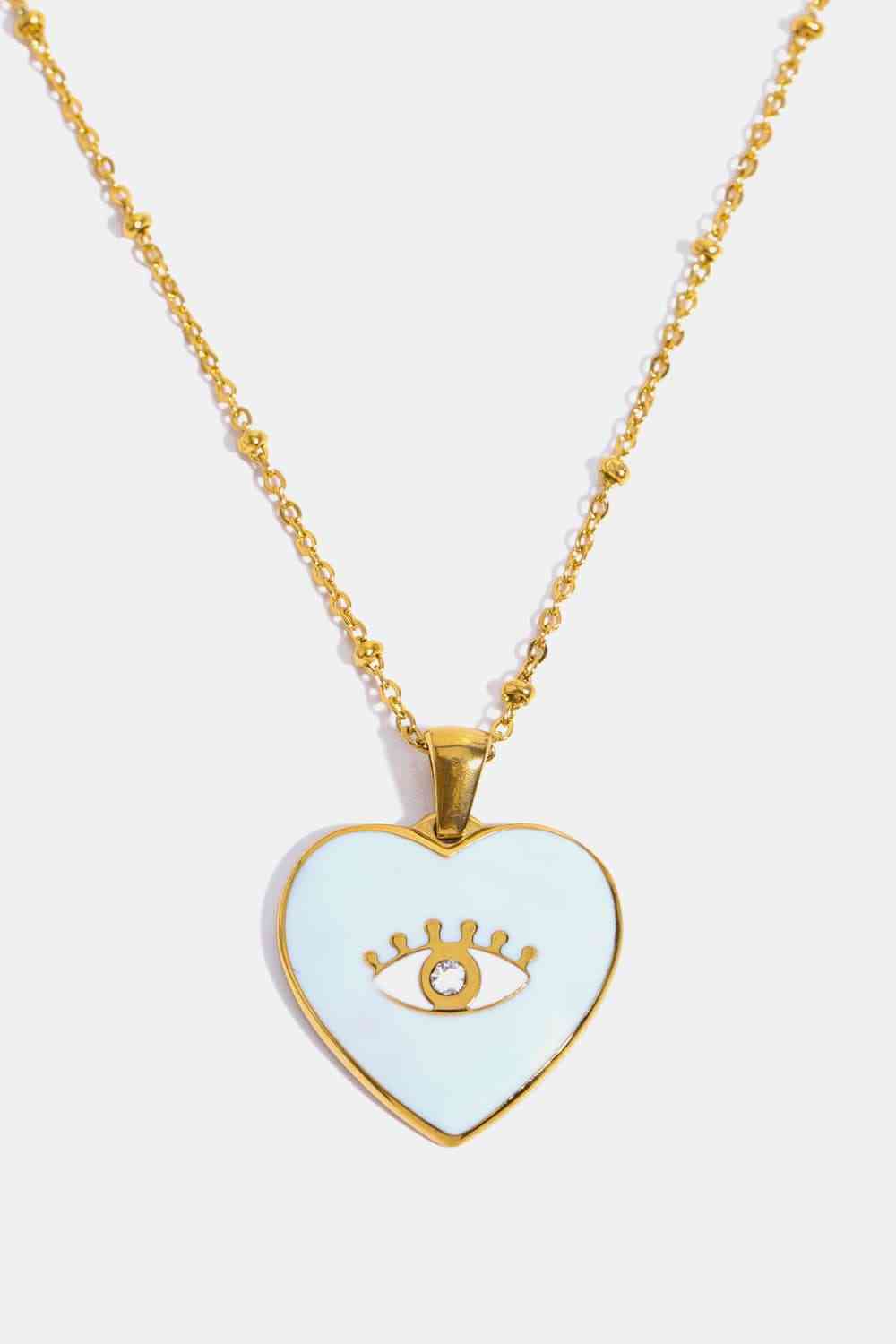 Heart & Eye Shape 18K Gold Plated Pendant Necklace