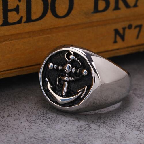 Titanium Steel Anchor Signet Ring