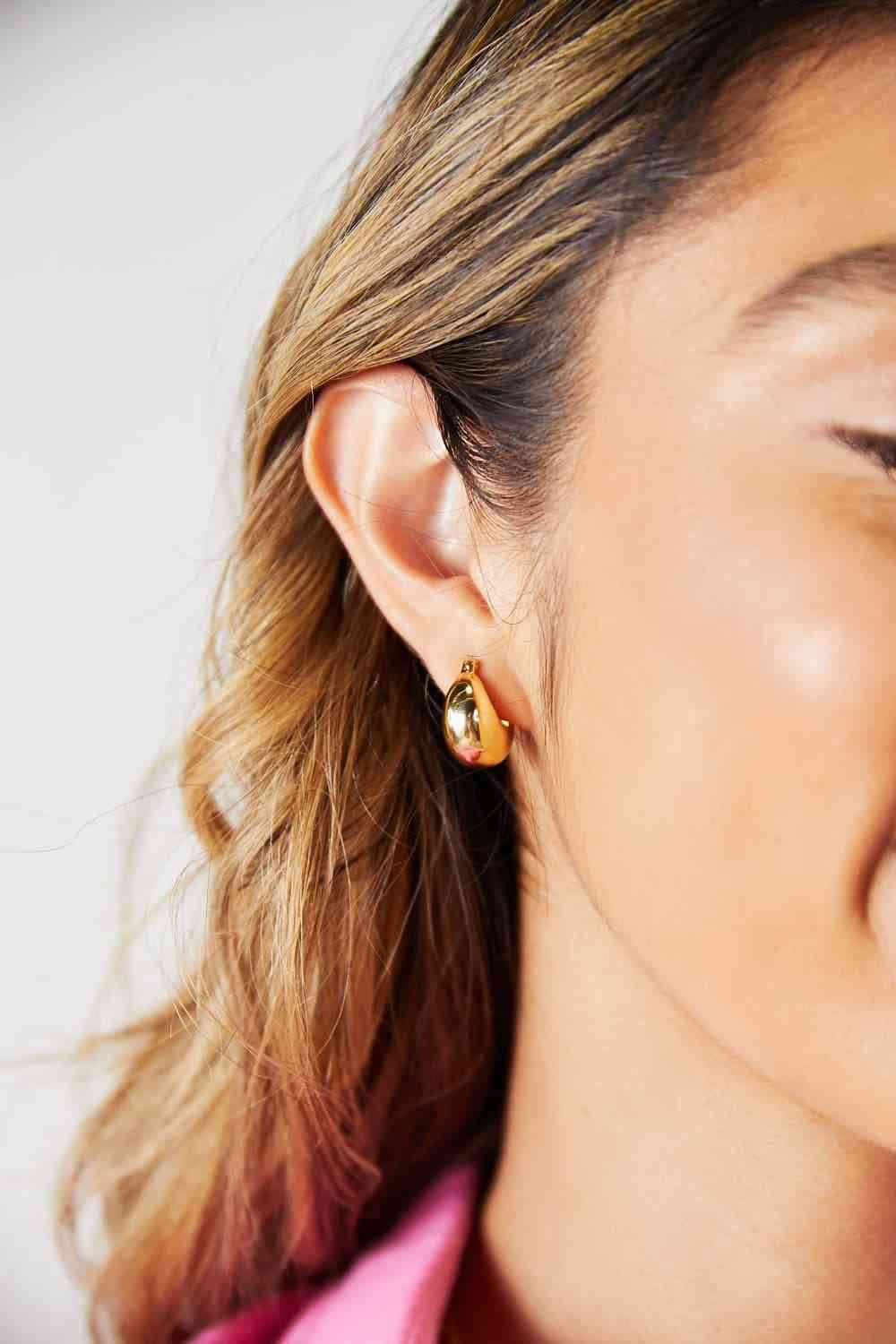 Drop Stainless Steel Gold Plated Earrings