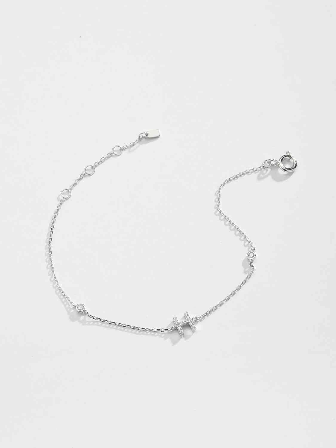 Initial G to K 925 Sterling Silver Bracelet