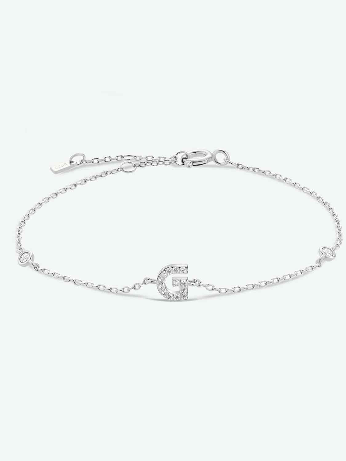 Initial G to K 925 Sterling Silver Bracelet