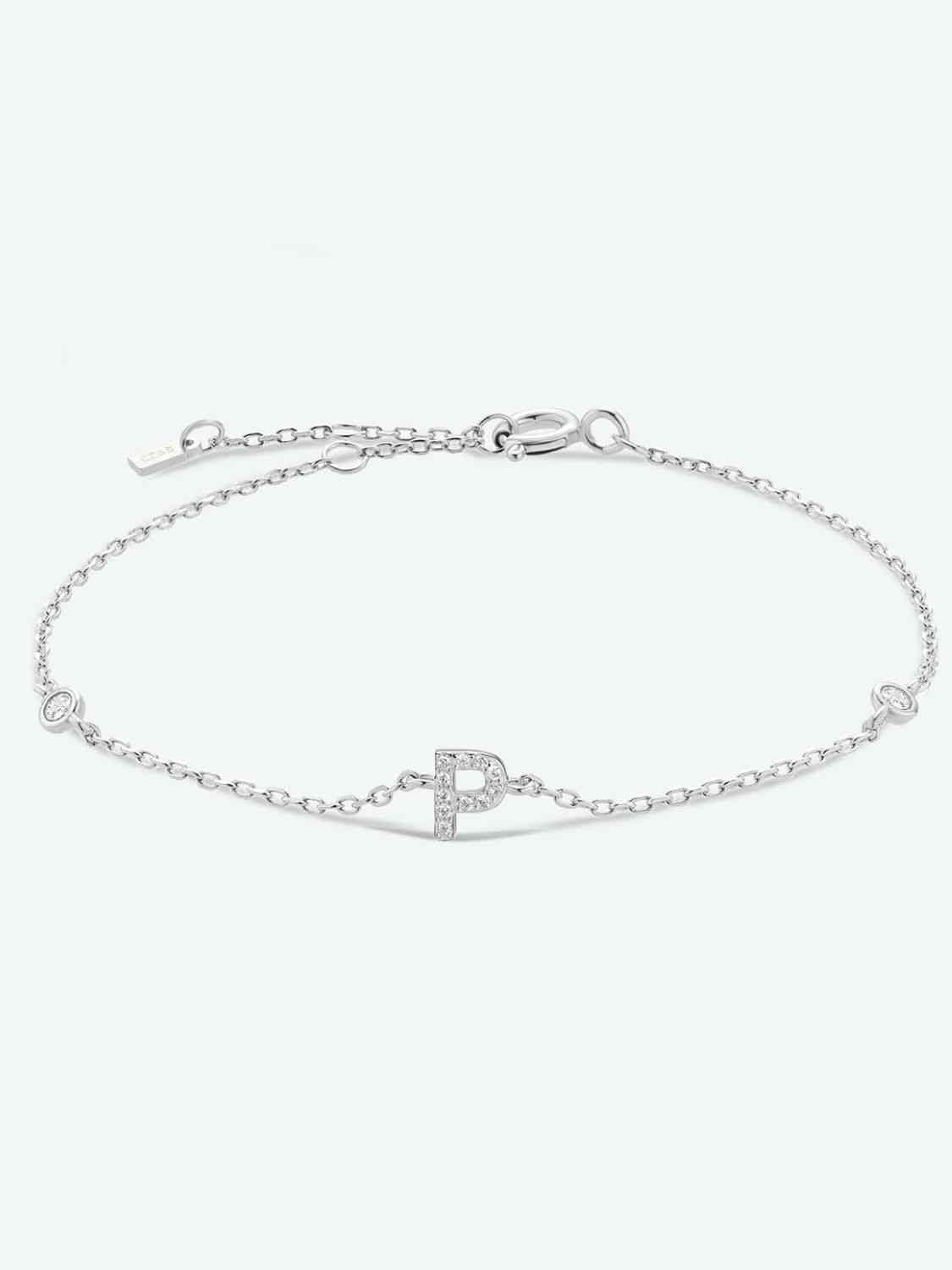 initial L To P Zircon 925 Sterling Silver Bracelet