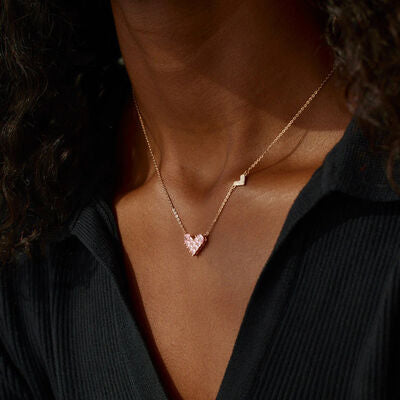 Heart Shape Rose Gold-Plated Pendant Necklace