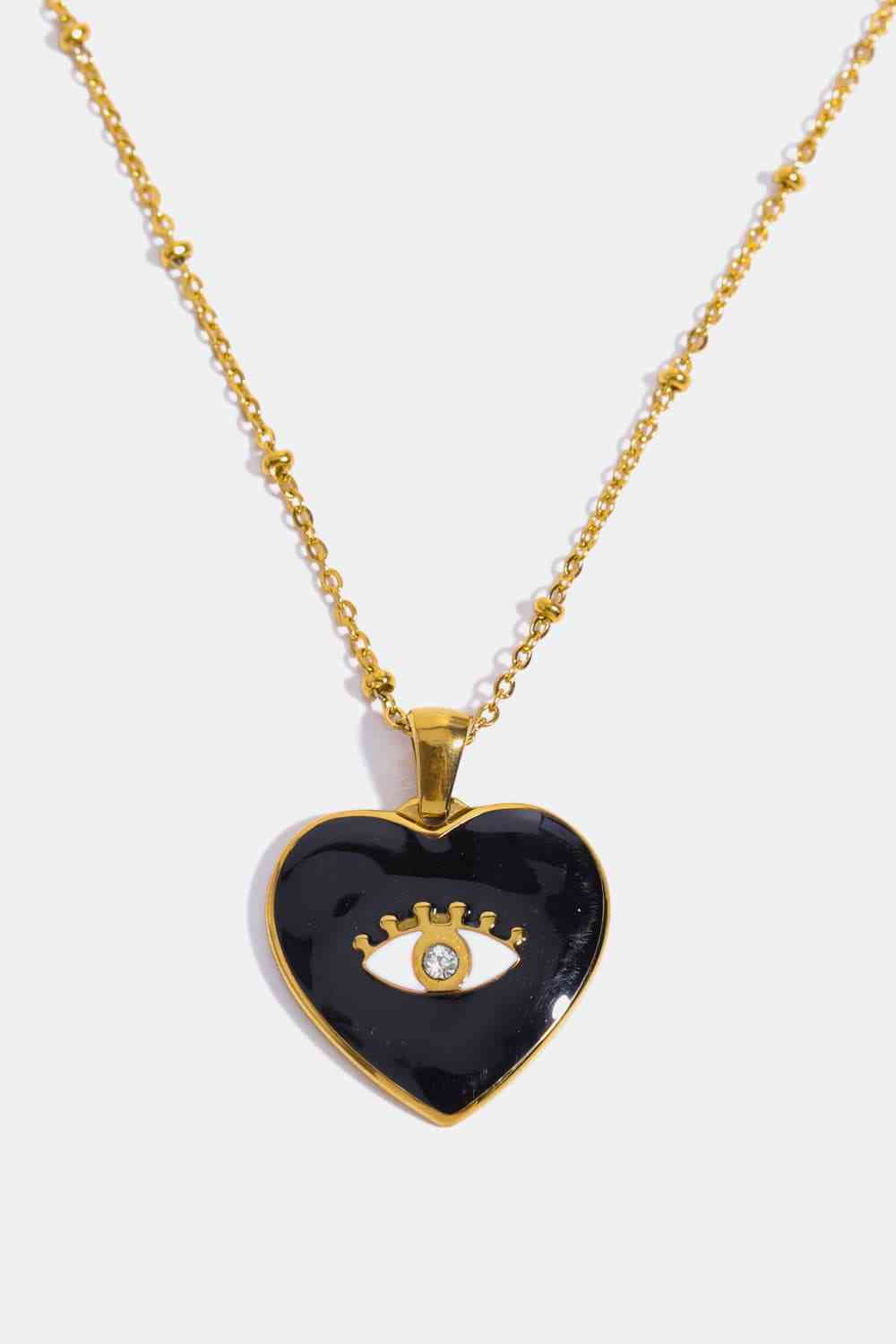 Heart & Eye Shape 18K Gold Plated Pendant Necklace